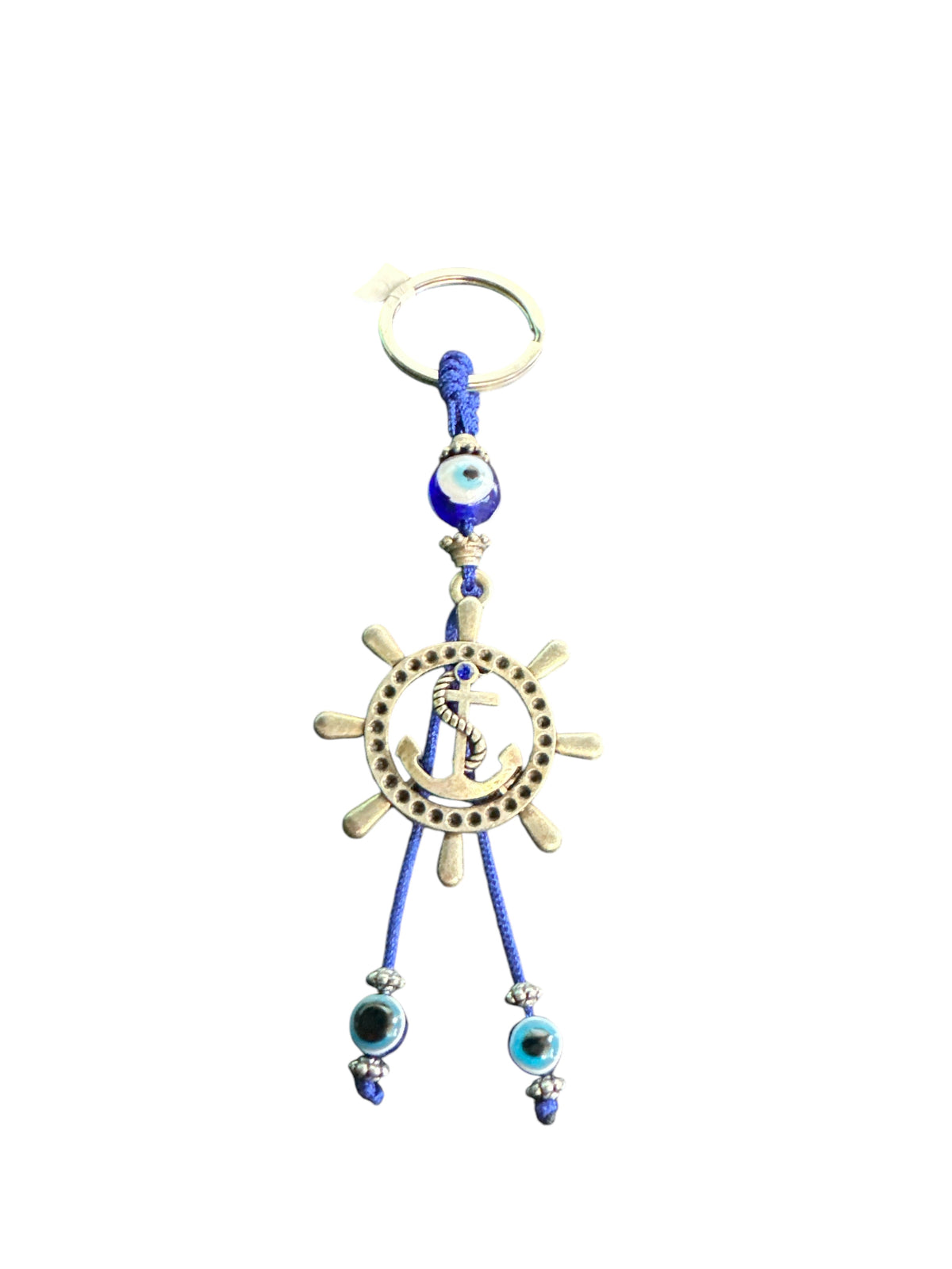 Turkish eye keychain with ship's anchor and rudder