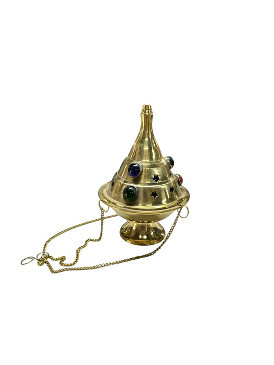 Hanging Brass incense burner 5"H