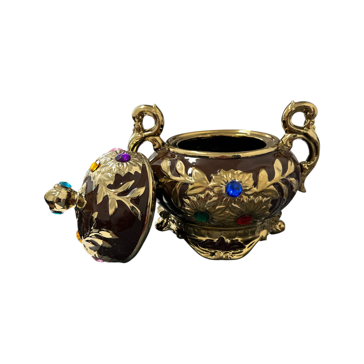 Oya Brown and Silver Tureen 12"x 12"