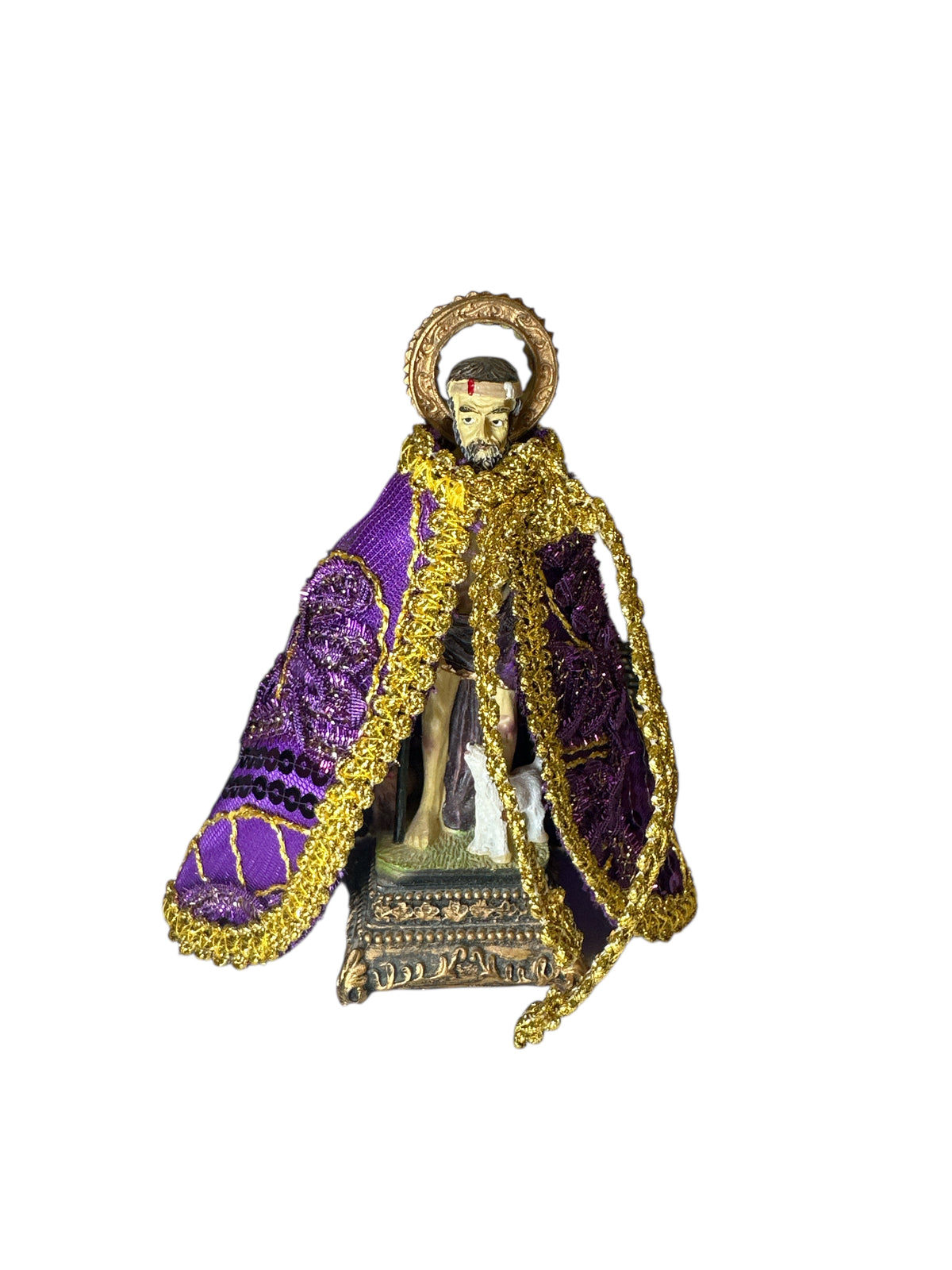 Satin and embroidered Saint Lazarus cape 5"