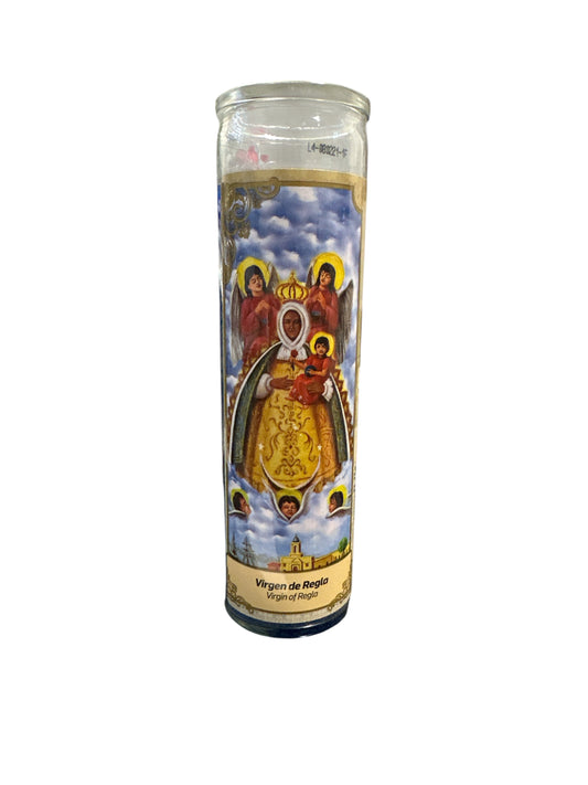 Virgin of Regla 8" Glass candle