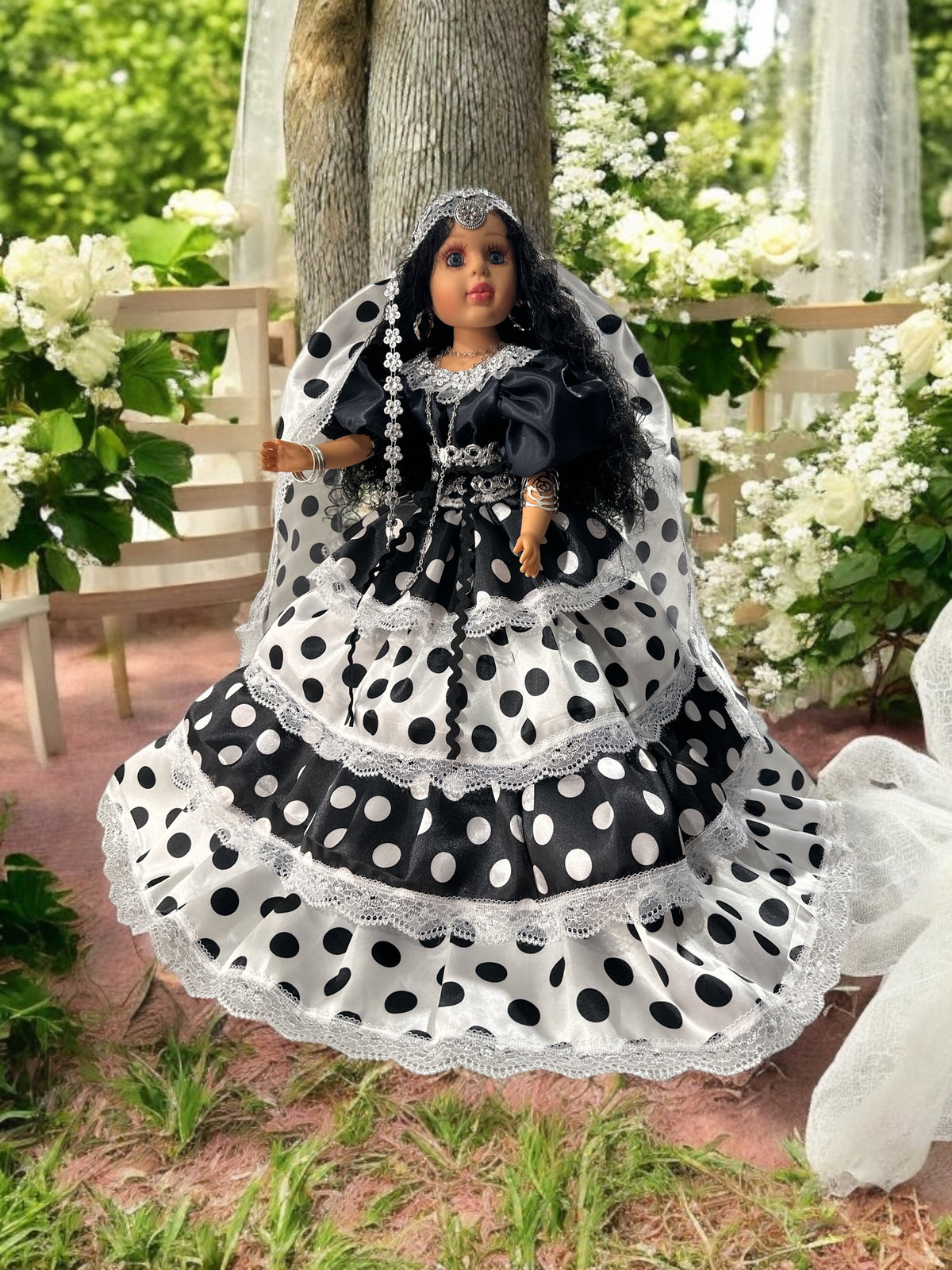 26" Gipsy Spiritual Doll dressed in Black and White