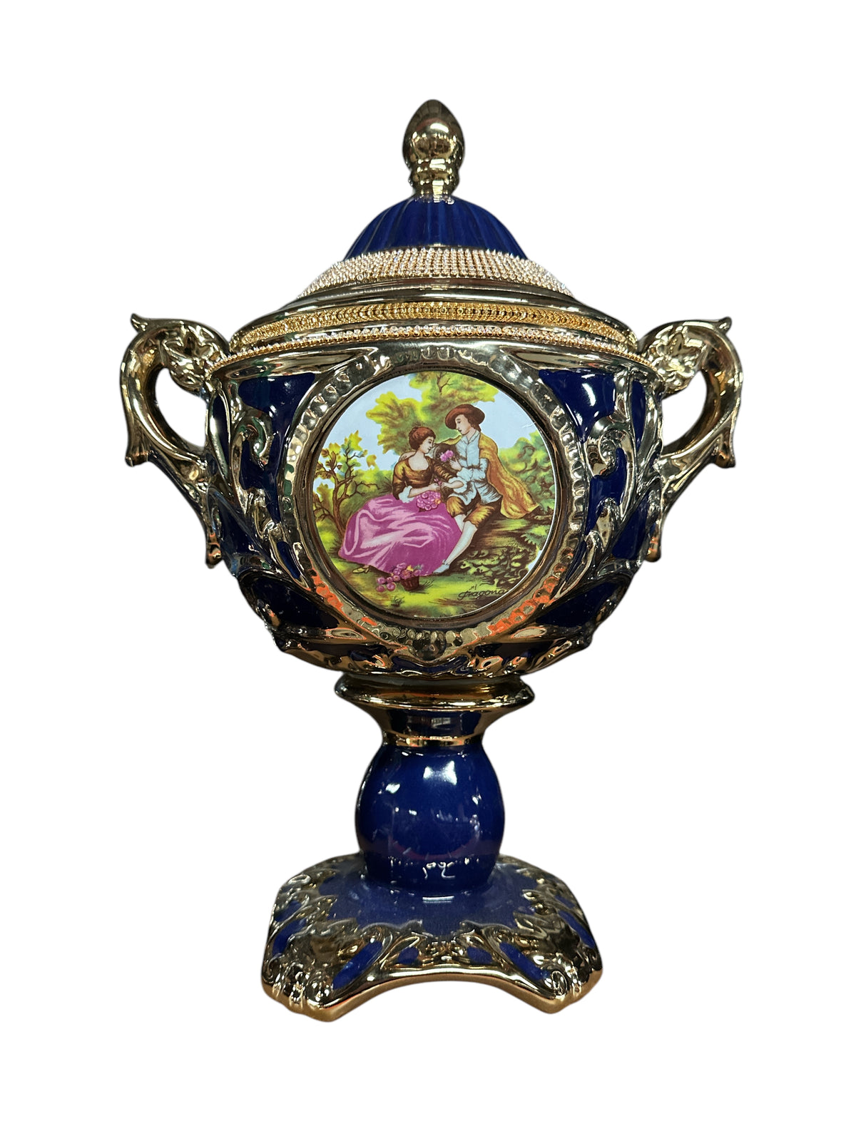 Yemaya Potiche Blue/ Gold 19"x 13"