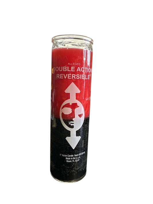 8" Reversible Double Action Candle, two colors red and Black