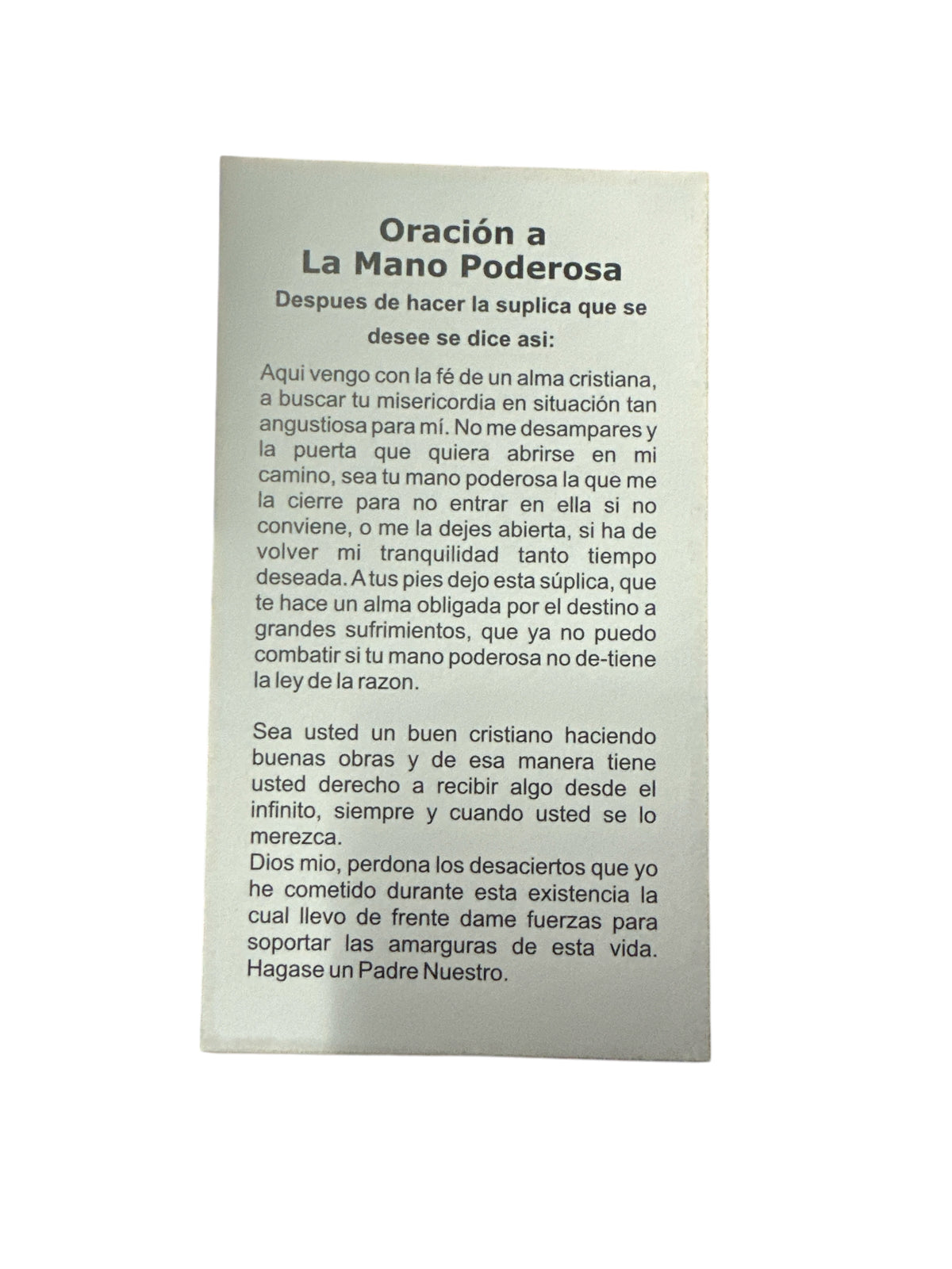 Prayer Card The Powerful Hand 4"x 2"
