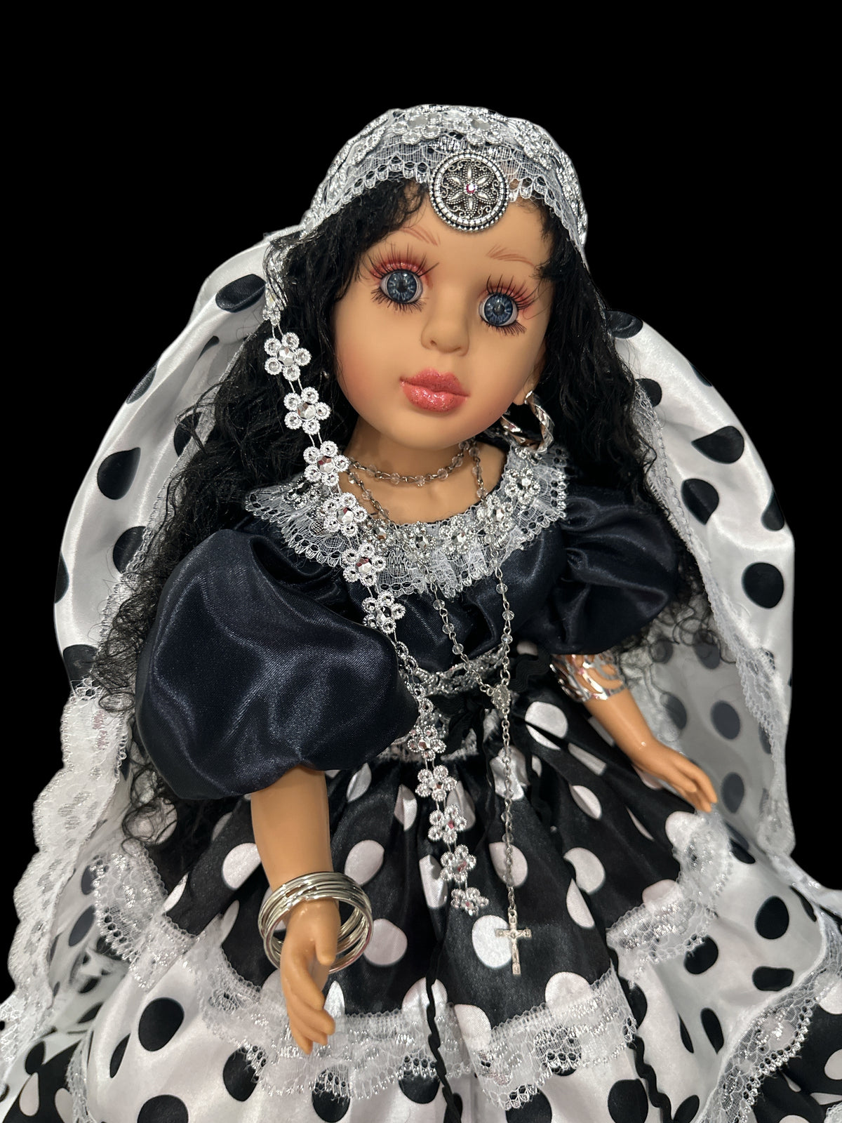 26" Gipsy Spiritual Doll dressed in Black and White