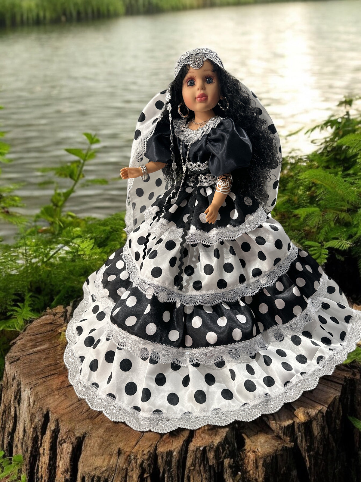 26" Gipsy Spiritual Doll dressed in Black and White