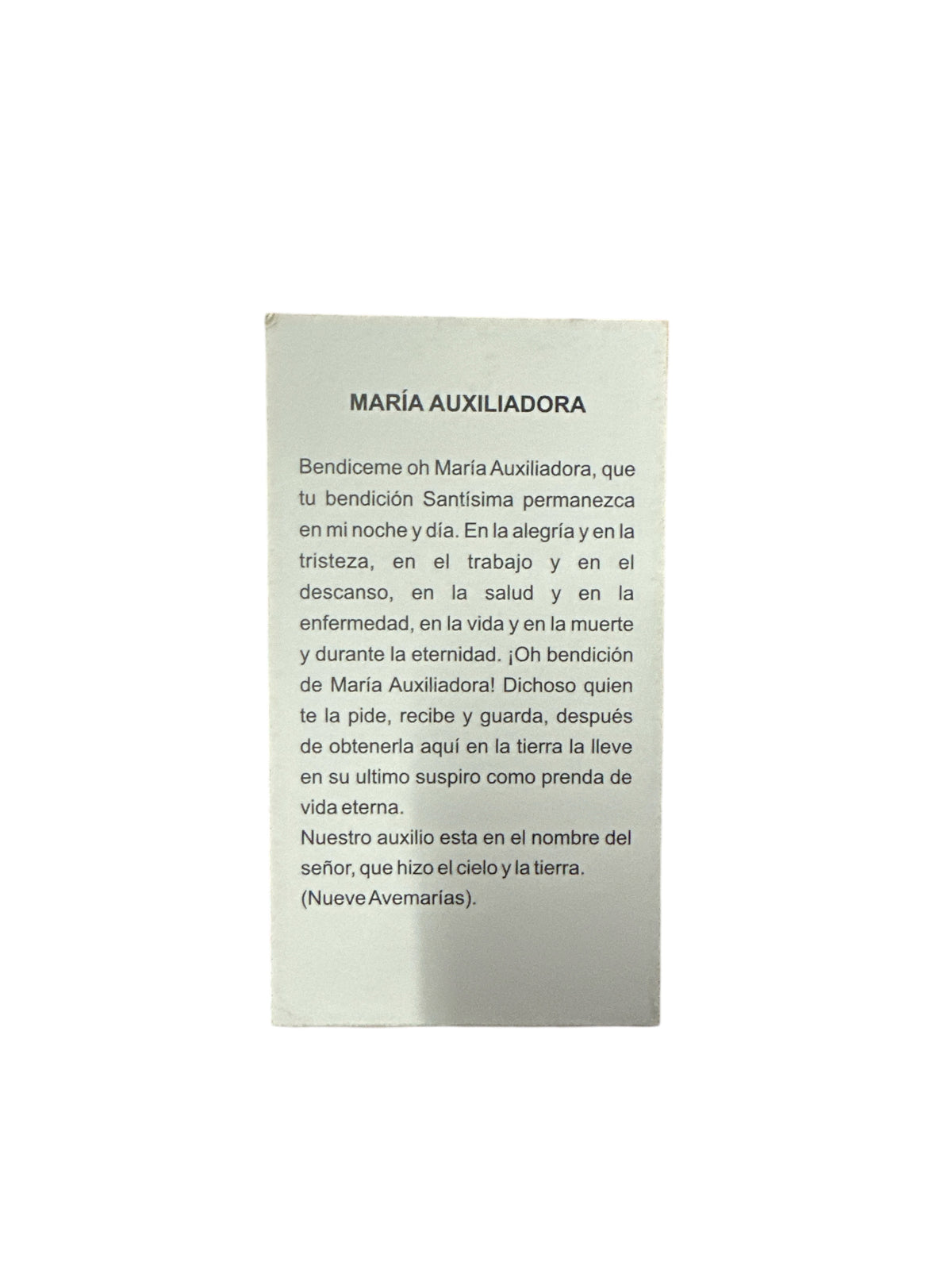 Prayer Card María Auxiliadora 4"x 2"