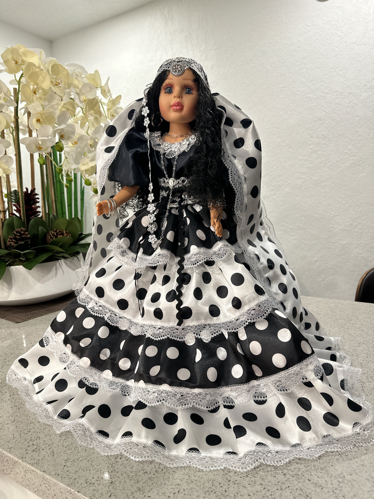 26" Gipsy Spiritual Doll dressed in Black and White