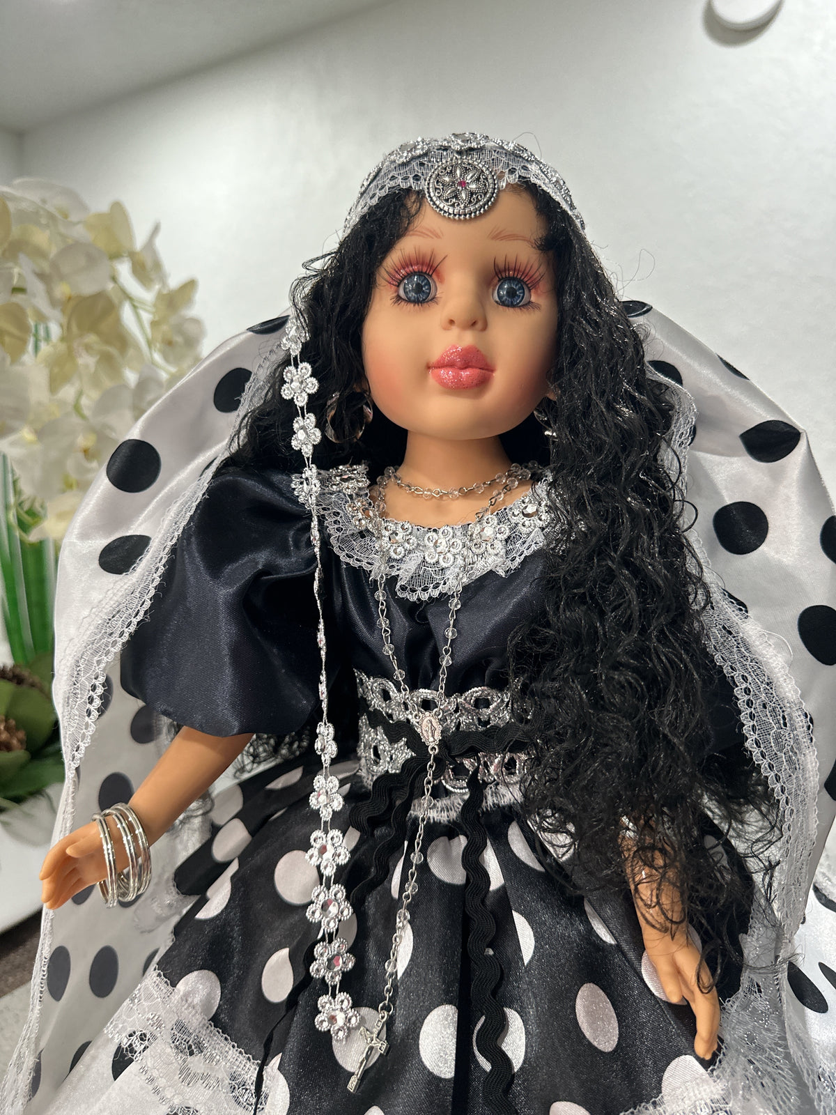 26" Gipsy Spiritual Doll dressed in Black and White